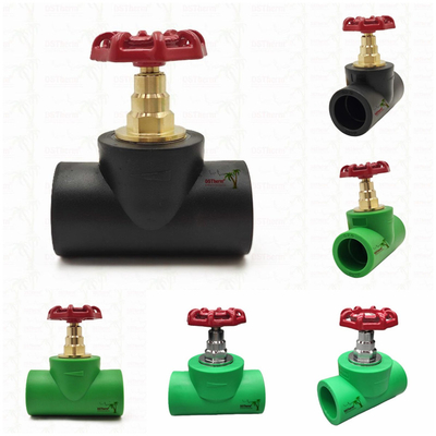 Siyah PPR Durdurma Valfı, Chrome Plating / Brass Color Cartridge ile ISO 15784 Sertifikalı Küresel Valf 20-110mm
