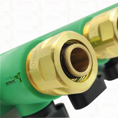 Top Valflı PPR Manifolds Sıcak Su Kırmızı 5 Yol Manifolds Özel Logo ve Renk 25mm