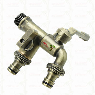 Çift çıkışlı bahçe bibcocks tunç musluk tunç musluk su vanası su musluğu 1/2 "-1"