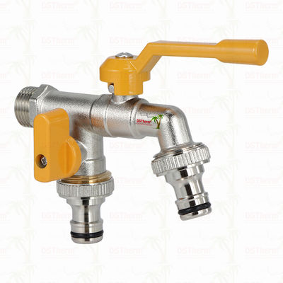 Pirinç Ekonomik Çift Çıkışlı Musluklar Pirinç Musluk Nikel Kaplamalı Pirinç Musluk 1/2"*3/4"*3/4"