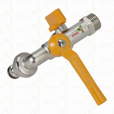 Pirinç Ekonomik Çift Çıkışlı Musluklar Pirinç Musluk Nikel Kaplamalı Pirinç Musluk 1/2"*3/4"*3/4"