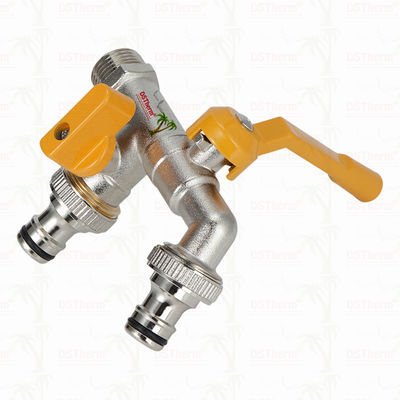 Pirinç Ekonomik Çift Çıkışlı Musluklar Pirinç Musluk Nikel Kaplamalı Pirinç Musluk 1/2"*3/4"*3/4"