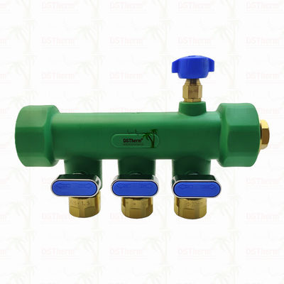 Top Valfiyle PPR Manifolds Sıcak ve Soğuk Su Mavi 3 Yol Manifolds Özel Logo ve Renk 25mm