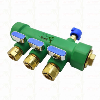 Top Valfiyle PPR Manifolds Sıcak ve Soğuk Su Mavi 3 Yol Manifolds Özel Logo ve Renk 25mm
