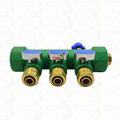 Top Valfiyle PPR Manifolds Sıcak ve Soğuk Su Mavi 3 Yol Manifolds Özel Logo ve Renk 25mm