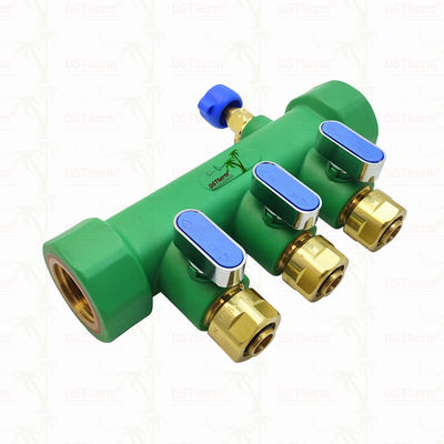 Top Valfiyle PPR Manifolds Sıcak ve Soğuk Su Mavi 3 Yol Manifolds Özel Logo ve Renk 25mm
