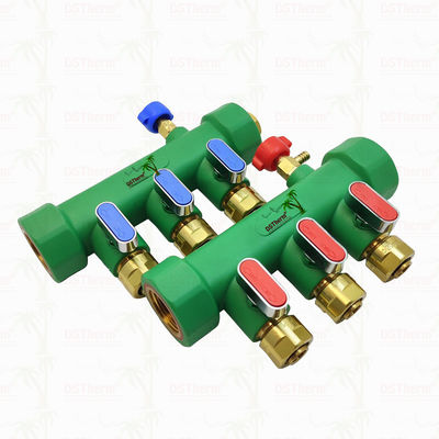 Top Valfiyle PPR Manifolds Sıcak ve Soğuk Su Mavi 3 Yol Manifolds Özel Logo ve Renk 25mm