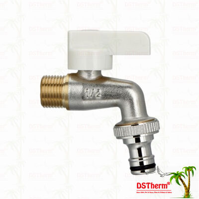 Özelleştirilmiş Malzeme ve 1/2 "* 3/4" Şartname ile Ergonomik Beyaz Plastik Saplı Bibcock Musluk