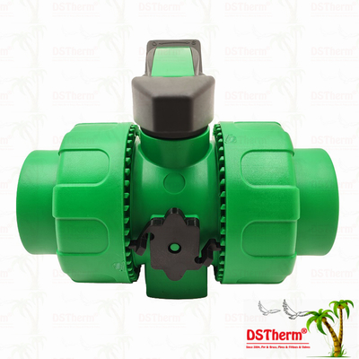 Lock Ball PPR Double Union Ball Valve With Plastic Ball S2.5 20-63MM Customized LOGO